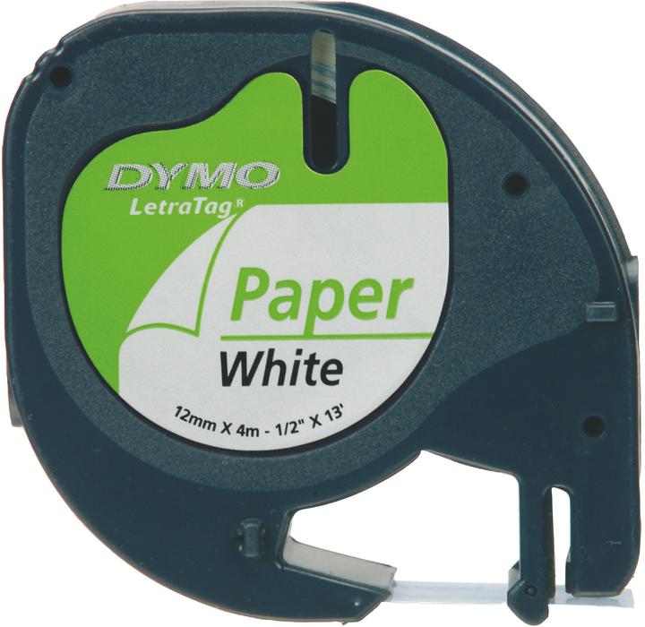 Dymo Papierband schwarz auf weiss (1.20 cm, Weiss)