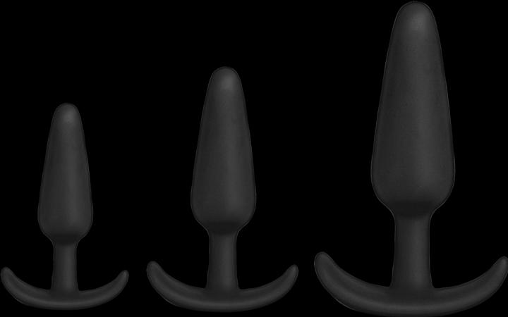 Actual product image Doc Johnson Tush Trainer - 3 Piece Silicone Set - Black