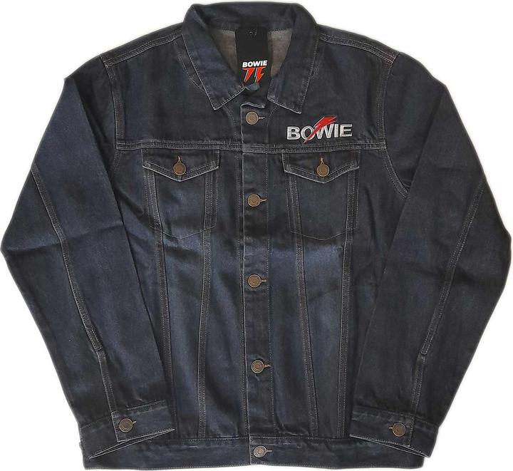David Bowie Unisex Adult Flash Back Print Logo Denim Jacket