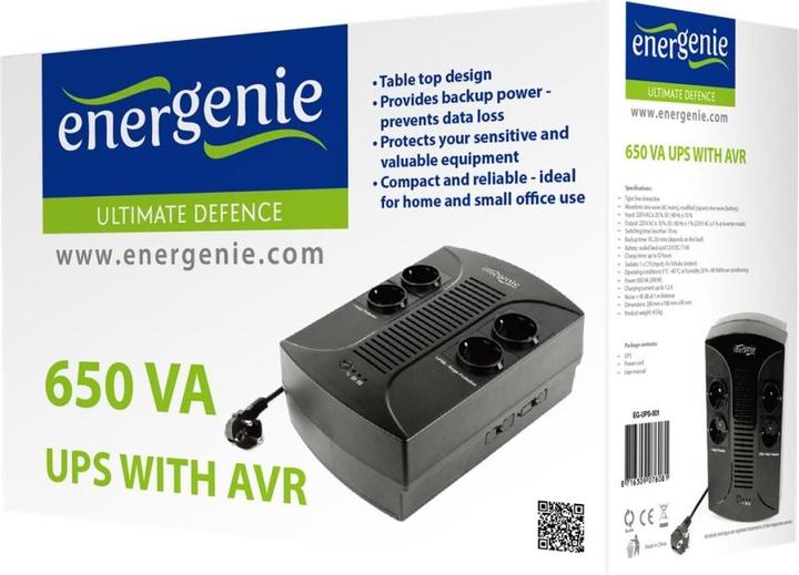 Image du produit Gembird EnerGenie EG-UPS-001 (650 VA, 390 W, Line-interactive Onduleur)