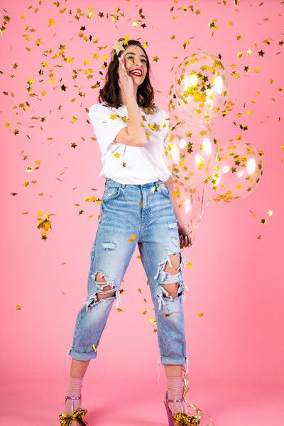 Produktbild Partydeco Sternen Konfetti Luftballons Gold