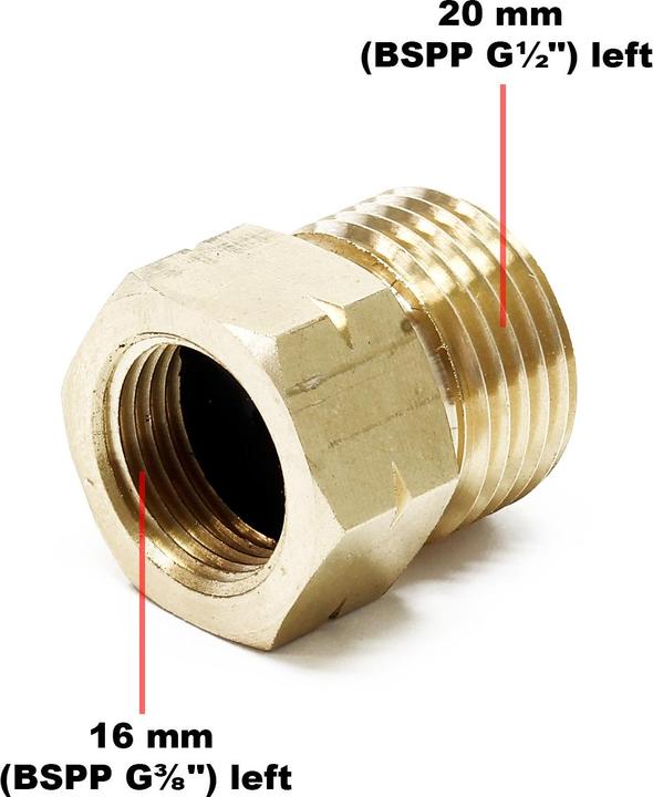 Produktbild Wiltec Adapter Reduzierstück 20mm BSPP 1/2" AG 16mm BSPP 3/8" IG Fitting Verbinder Gas