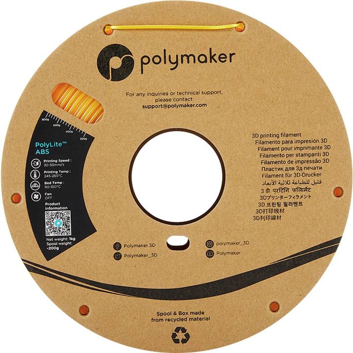 Actual product image Polymaker PE01016 PolyLite Filament ABS low odour 2.85 mm 1000 g Yellow 1 pc. (ABS, 2.85 mm, 1000 g, Yellow)