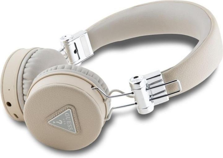 Actual product image Guess PU Grained Triangle Logo ENC Wireless Headphones Bluetooth Headset - Beige (ANC, 32 h, Wireless)