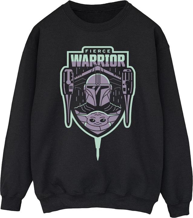 Actual product image Star Wars Mens The Mandalorian Fierce Warrior Patch Sweatshirt (L)