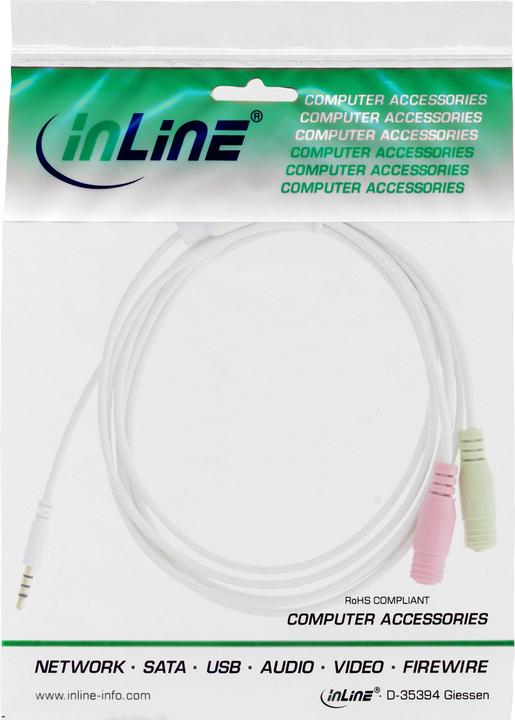 Produktbild InLine Audio Headset Adapterkabel (1 m, 3.5mm Klinke (AUX), Cinch)
