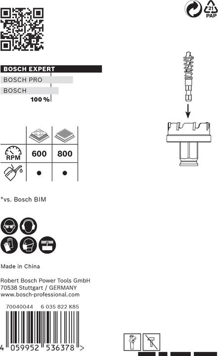 Actual product image Bosch Professional Zubehör Expert Sheet Metal Hole Saw, 20 x 40 mm (20 millimetres)