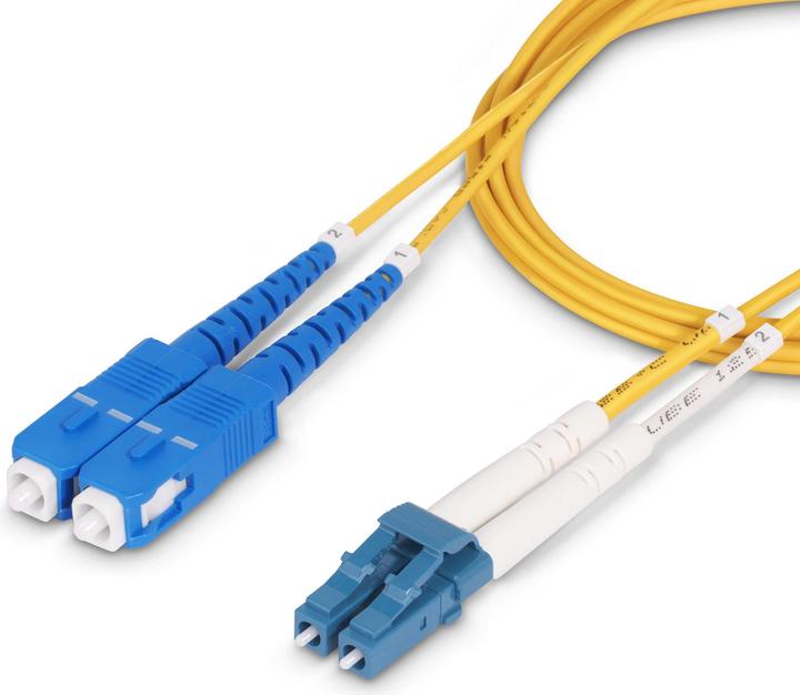 Actual product image StarTech com 1m (3ft) LC to SC(UPC) OS2 Single Mode Duplex Fiber Optic Cable, 9/125µm, Laser Optimiz (UTP, CAT7, 1 m)