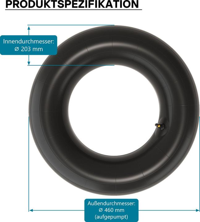 Produktbild Wiltec Schlauch für den Rasenmäherreifen 18x8.50-8 mit Winkelventil Reifendecke (Rasenmäher, Gartenmaschinen Ersatzteile)