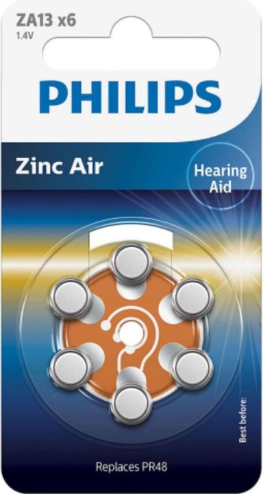 Immagine prodotto Philips Batteria per apparecchi acustici ZA13 6 pezzi (6 pz., ZA13 GP, 280 mAh)