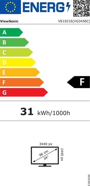 Energy Label Viewsonic LED monitor - QHD 34 inch curved 21:9 (3440 x 1440 pixels, 34")