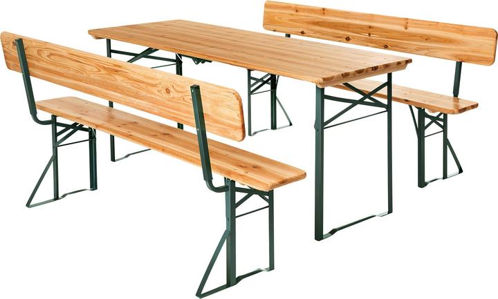 Produktbild tectake Bierzeltgarnitur Franz II, 3-teilig, klappbar, mit Rückenlehnen (69 cm)