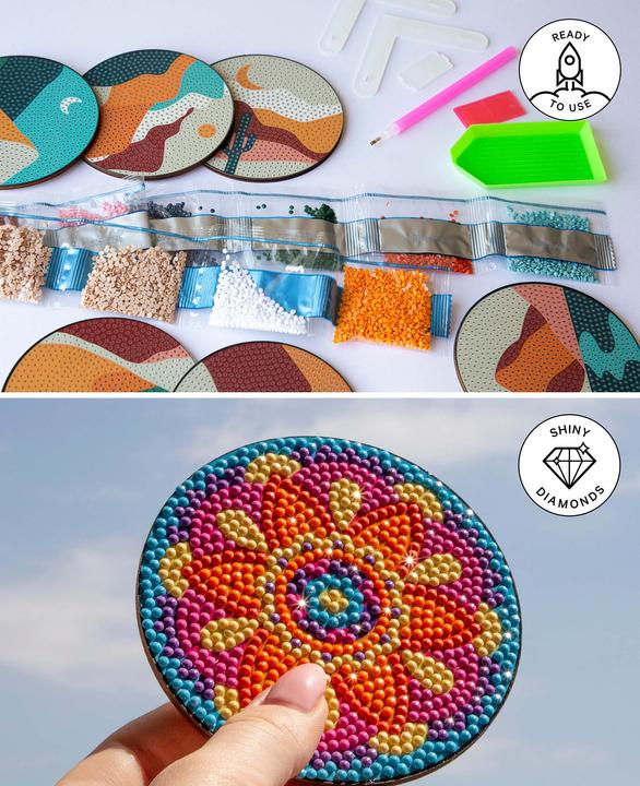 Actual product image I Am Creative Diamond Painting coaster, landscape