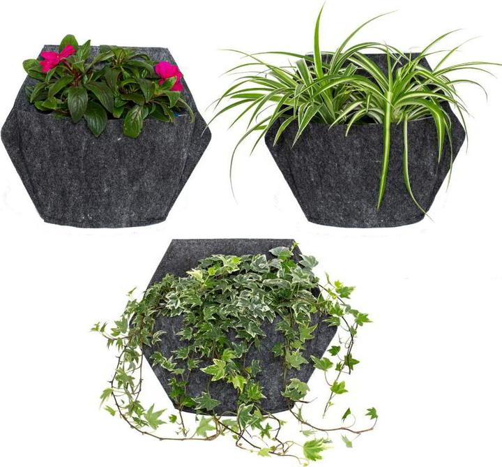 CitySens 3 Pack Wall Planters gray planter gray textile cover