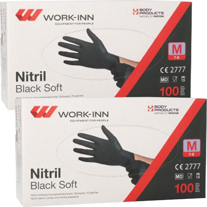 Immagine prodotto Work-inn Guanti in nitrile monouso, senza polvere, 200 pezzi. (M)