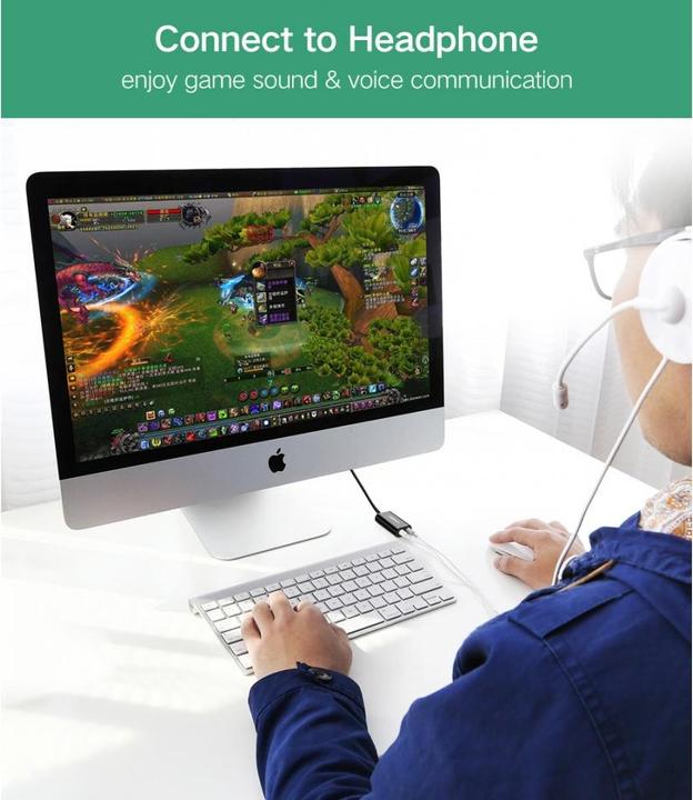 Actual product image Ugreen External USB sound card for headphones, speakers, headsets (USB)