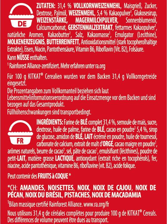 Nährwerte und Zutaten Kitkat Frühstückscerealien (383 g)