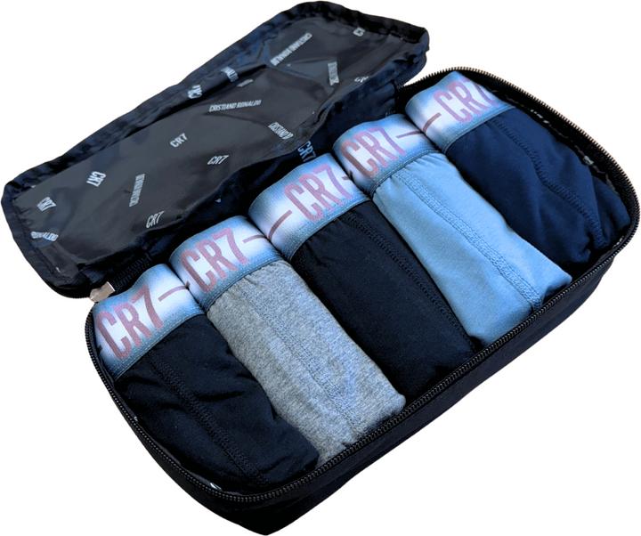 Immagine prodotto CR7 Mens Trunk Cotton Stretch 5-Pack & Travel Bag (S, Confezione da 5 pezzi)