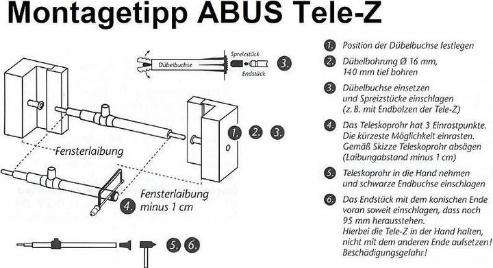 Actual product image Abus Tele-Z 220 Chr. AL0125 Telescopic rod chrome