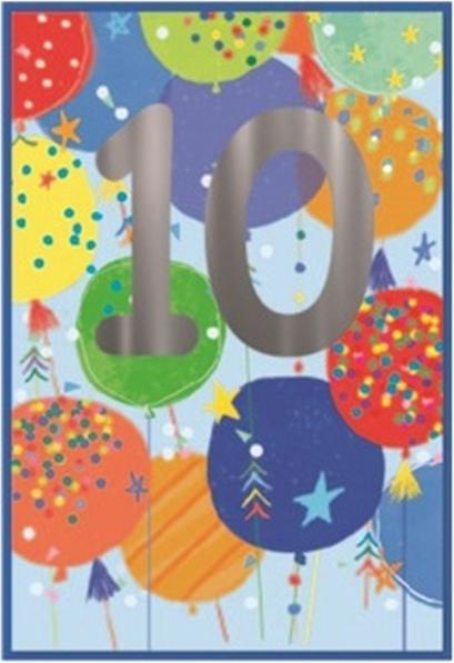 Produktbild Simon Elvin Ballons Grusskarte Juvenile Boy 10. Geburtstag 6erPack Karton (6 Stk.)