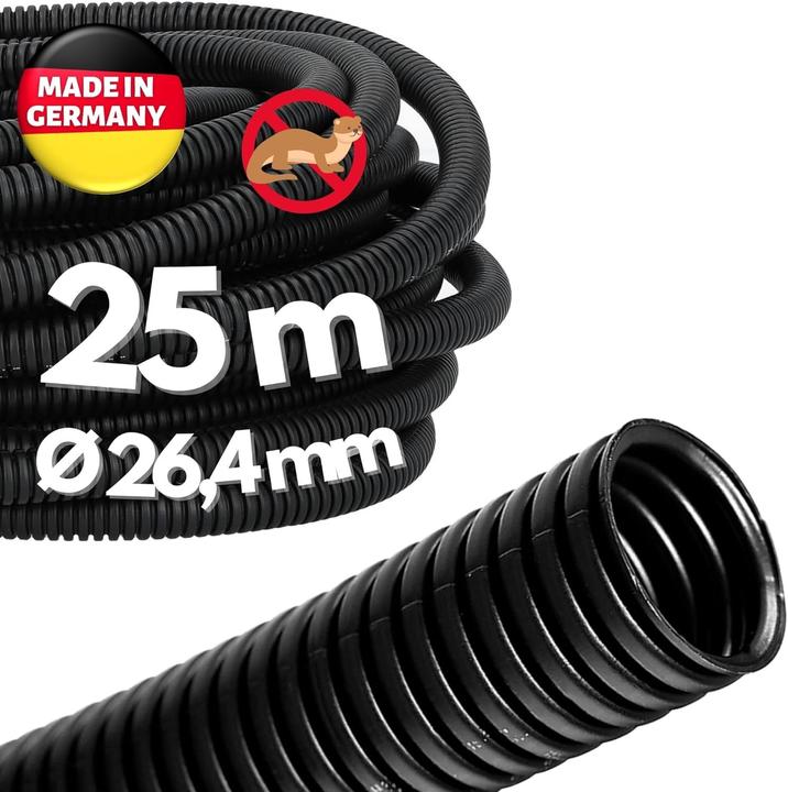 Kalitec 25 Meter Wellrohr geschlossen NW 26 I ungeschlitzt Wellschlauch I Marderschutzrohr I Leerroh (2500 cm)