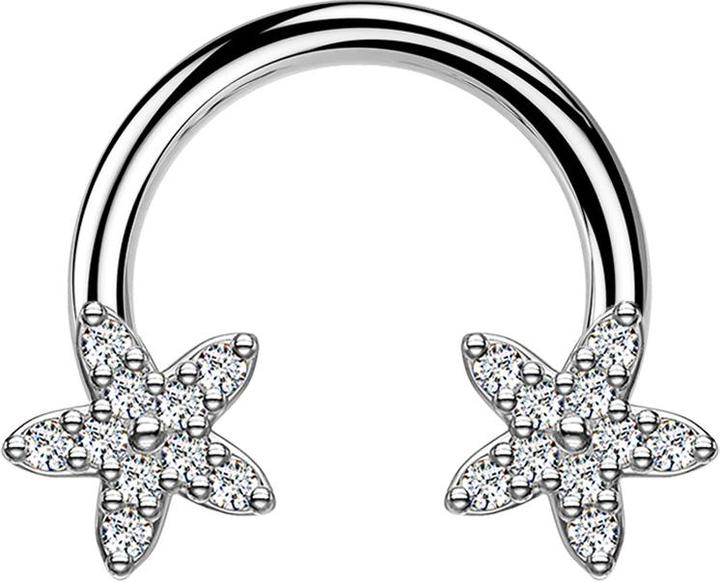 Produktbild Star Piercing Micro Circular Barbell silber Kristallstern silber (Chirurgenstahl 316L, Messing)