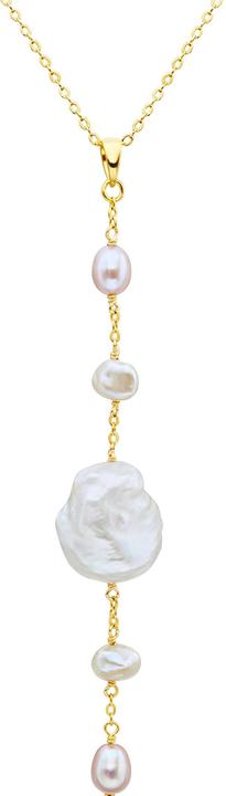 Produktbild Valero Pearls Damen Sterling Silber Süsswasser-Zuchtperlen Gelbgold 40,0 cm Grundkette + 7,0 cm Verlängerung (Sterling Silber, 40 - 47 cm)