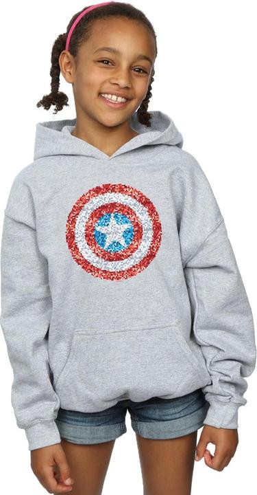 Actual product image Girls Captain America Pixelated Shield Hoodie (152, 158)