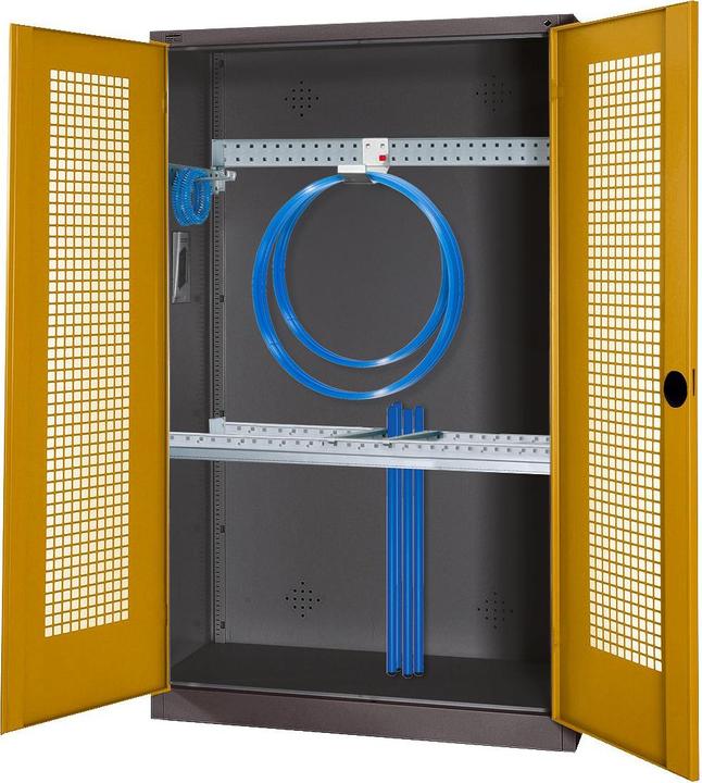 Produktbild C+P Modul-Sportgeräteschrank mit Grundausstattung (HxBxT: 195x120x50 cm, mit Lochblech-Flügeltüren)