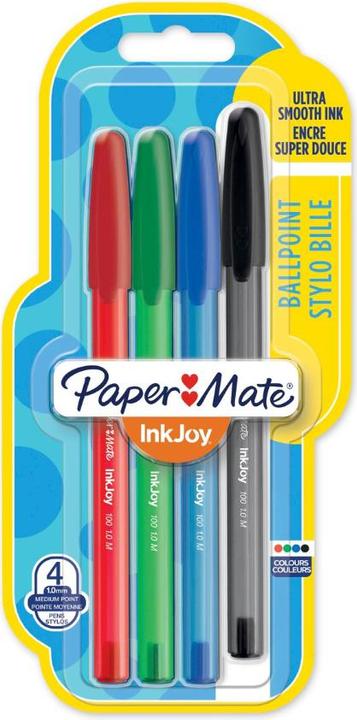 Produktbild Paper Mate Kugelschreiber InkJoy 100 Kappe 4er M (Grün, Blau, Schwarz, Rot, 4 x)