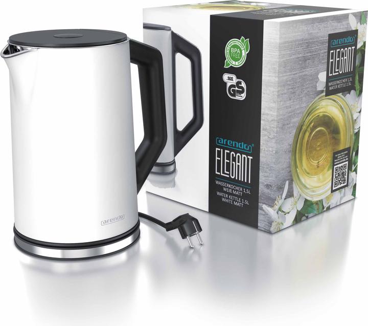 Actual product image Arendo Stainless steel kettle 1.5 l 2200 W, double wall, temperature selection 40 - 100°C with display (1.50 l)
