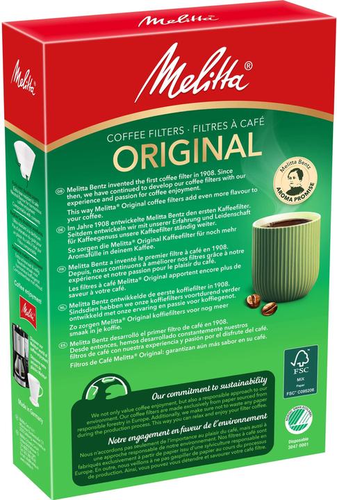 Image du produit Melitta Original 1x4, Basket, Disposable coffee filter, Paper, 80 pc(s)