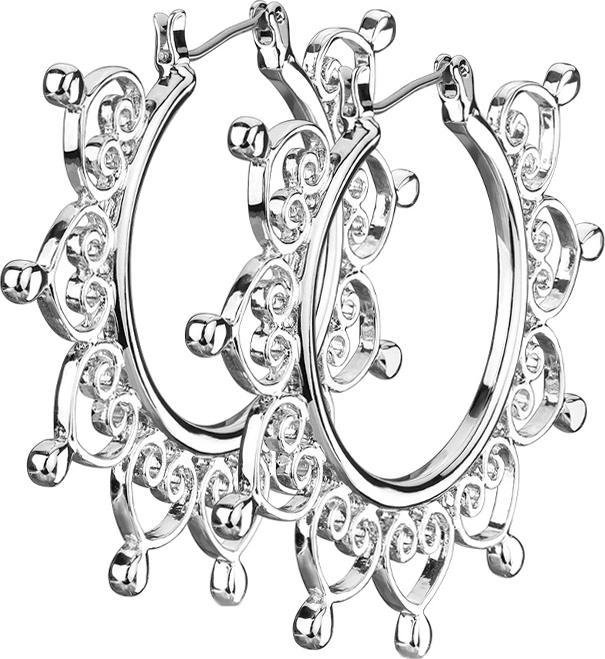 Produktbild Star Piercing Banane weiss mit zwei Kugeln silber Kristall aqua (Chirurgenstahl 316LMessing, BioflexChirurgenstahl 316Lohne Messing)