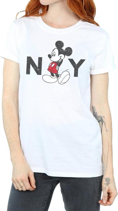 Actual product image Disney Womens/Ladies Mickey Mouse NY Cotton Boyfriend T-Shirt (XL)