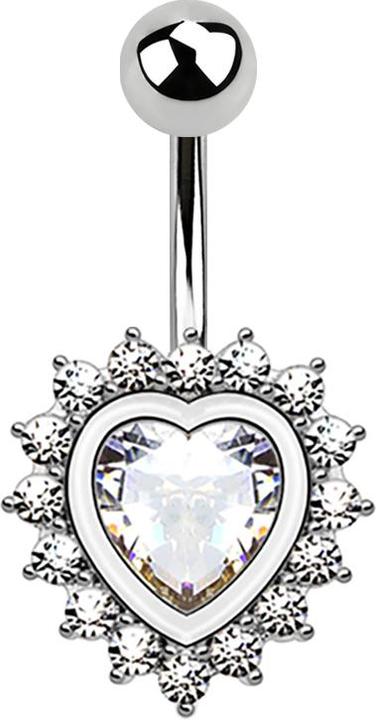 Produktbild Star Piercing Banane silber Herz mit Kristallherz silber (Messing, Chirurgenstahl 316L)