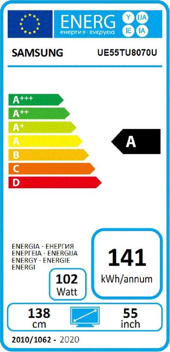 Energie-Label Samsung UE55TU8070 (55", LCD, 4K, 2020)