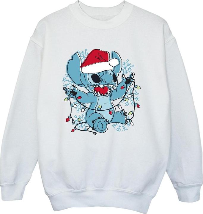 Disney Lilo And Stitch Christmas Lights Sketch Sweatshirt Jungen