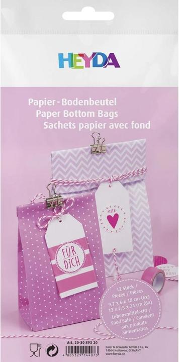 Image du produit Heyda Sac en papier 12 pièces rose (Pochette cadeau, 12 x)