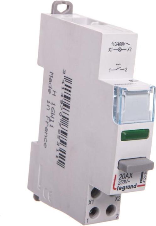 Actual product image Legrand BUTTON SWITCH SINGLE MONOSTABLE WITH LAMP LE-412920 1X NO 20 A