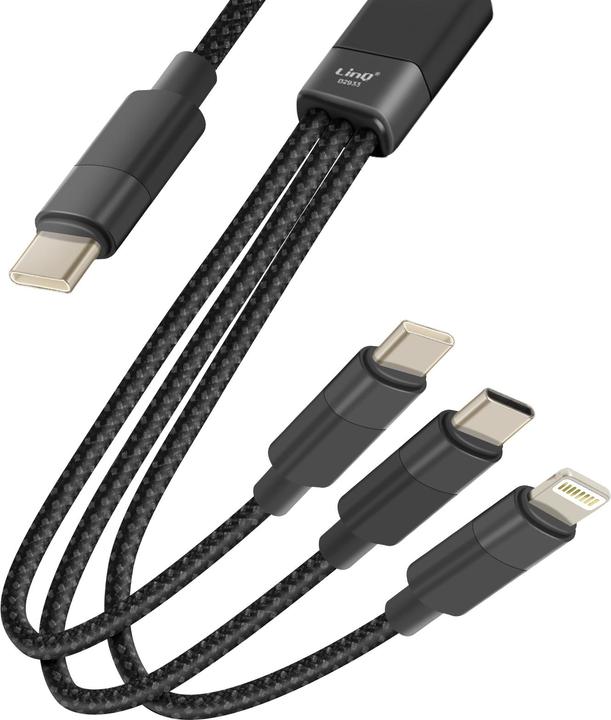 Actual product image LinQ USB-C / 2x USB-C + Lightning cable (1.20 m, USB 3.2 Gen 1)