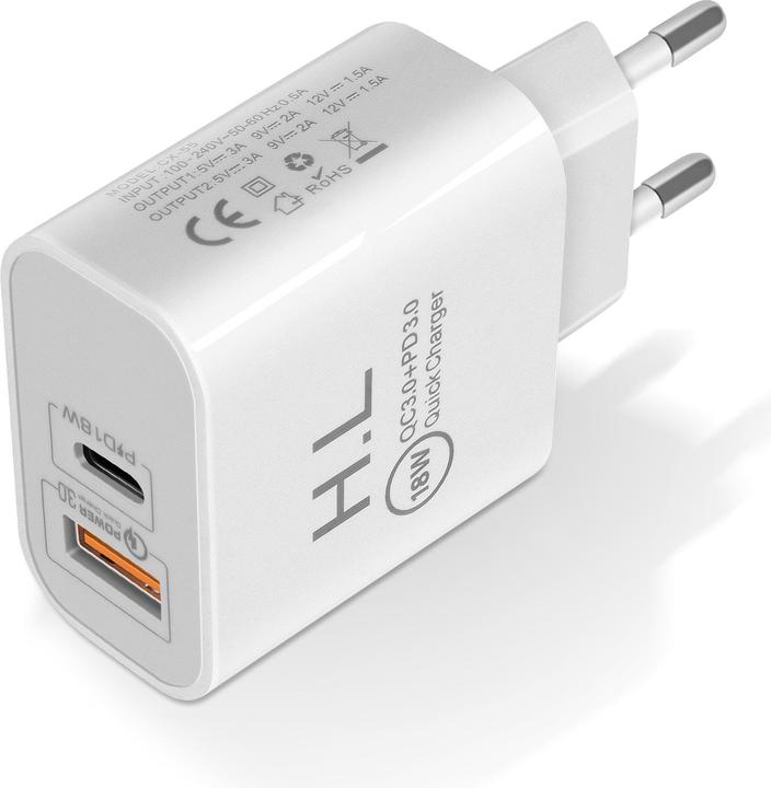 Actual product image Avizar Power supply, 3A USB-C + USB wall charger (18 W)