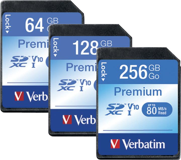 Actual product image Verbatim Premium (256 GB, SDXC, U1, UHS-I)