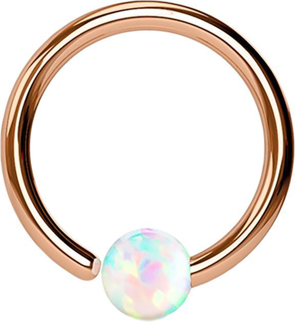 Produktbild Star Piercing Micro Closure Ring rosegold mit Kugel Opal einseitig fixiert weiss (Chirurgenstahl 316L, ohne Messing)