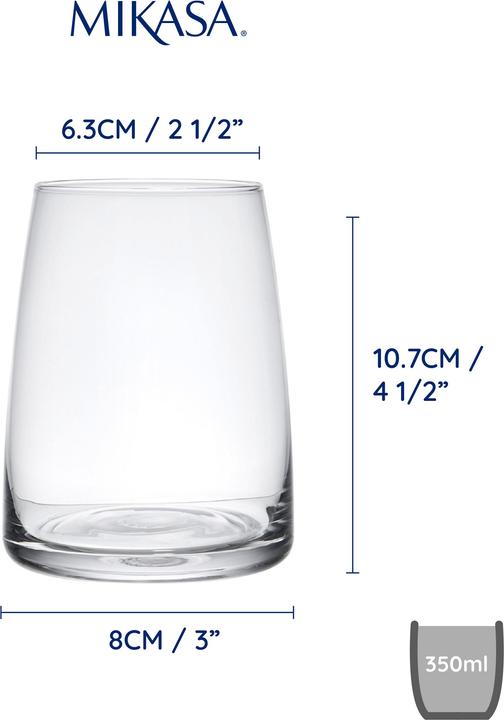 Immagine prodotto Mikasa Bicchieri da vino senza stelo in cristallo Palermo, set da 4, 350ml (0.35 l, 4 x)