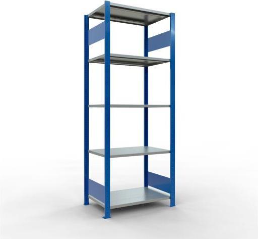 Sistema di scaffalature di base senza viti MULTIplus150 con ripiani di lunghezza