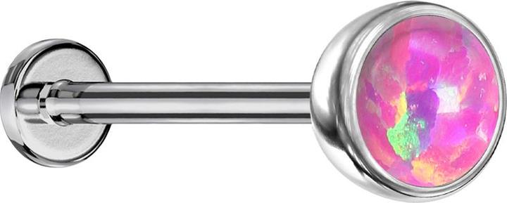 Produktbild Star Piercing Micro Threadless Labret silber Halbkugel mit Opal pink (ohne Messing, Titan G23)
