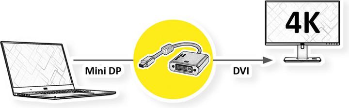 Actual product image Roline GOLD 4K Mini DisplayPort-DVI Adapter, Active, v1.2, Mini DP ST (DVI, 10 cm)