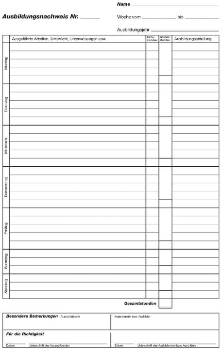 Valori nutrizionali e ingredienti Rnk Editore Libretto di formazione, giornaliero, DIN A4 (28 x)