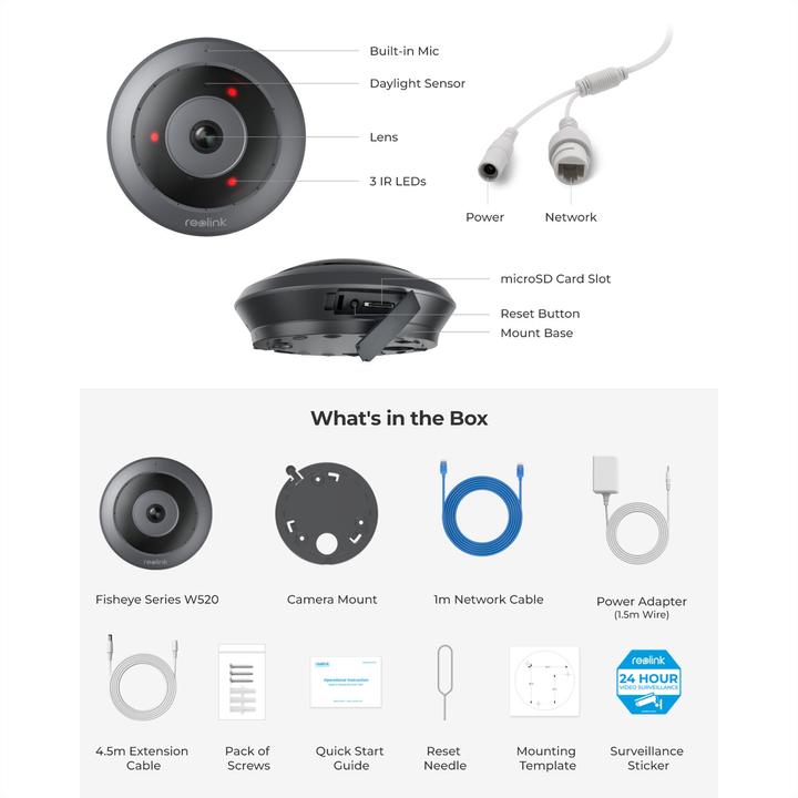 Immagine prodotto Reolink Serie Fisheye W520 WiFi (2560 x 2560 pixel)