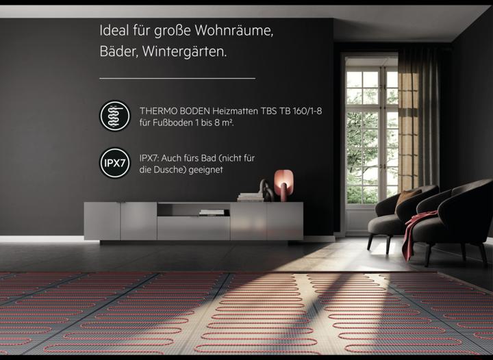 Produktbild AEG Haustechnik Basis Thermo Boden TBS TB 160/8, elektrische Fussbodenheizung, Heizmatte 8 m², 160 W/m²